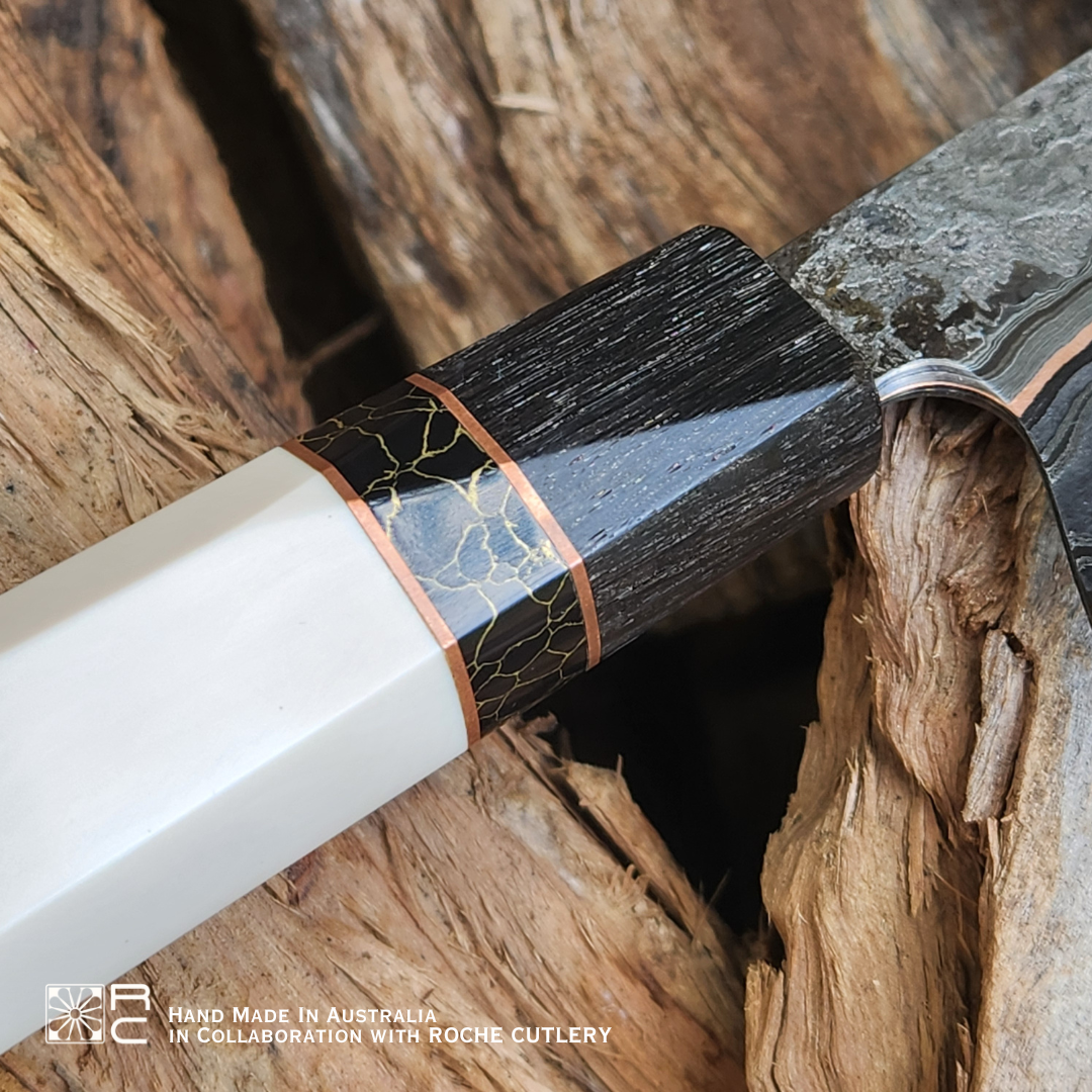 Juma Aged Ivory Handle Roche Cutlery Knife - Hand Forged in Australia