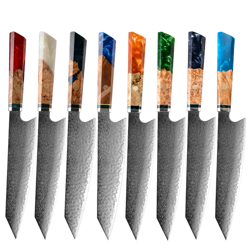 8 Inch Japanese Kiritsuke Knife Light Blue K Series